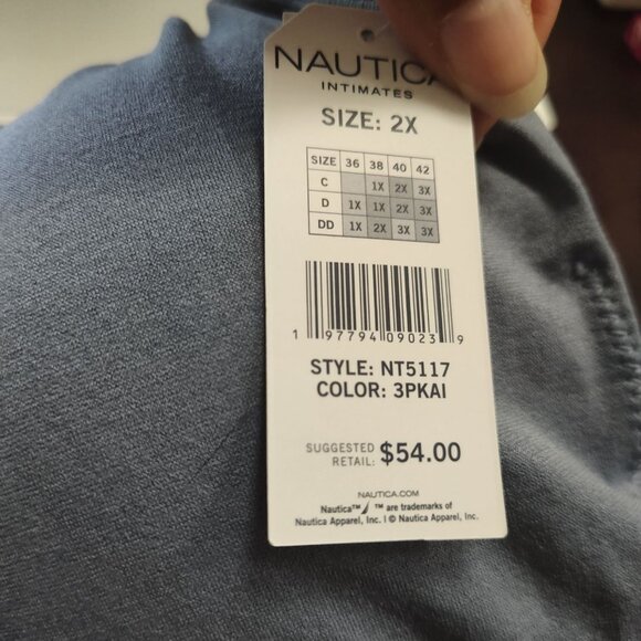Nautica 3 Pack Seamless Padded Bra Bralette 2X 38DD 40C 40D Blue Tan Gray NEW - Picture 6 of 11